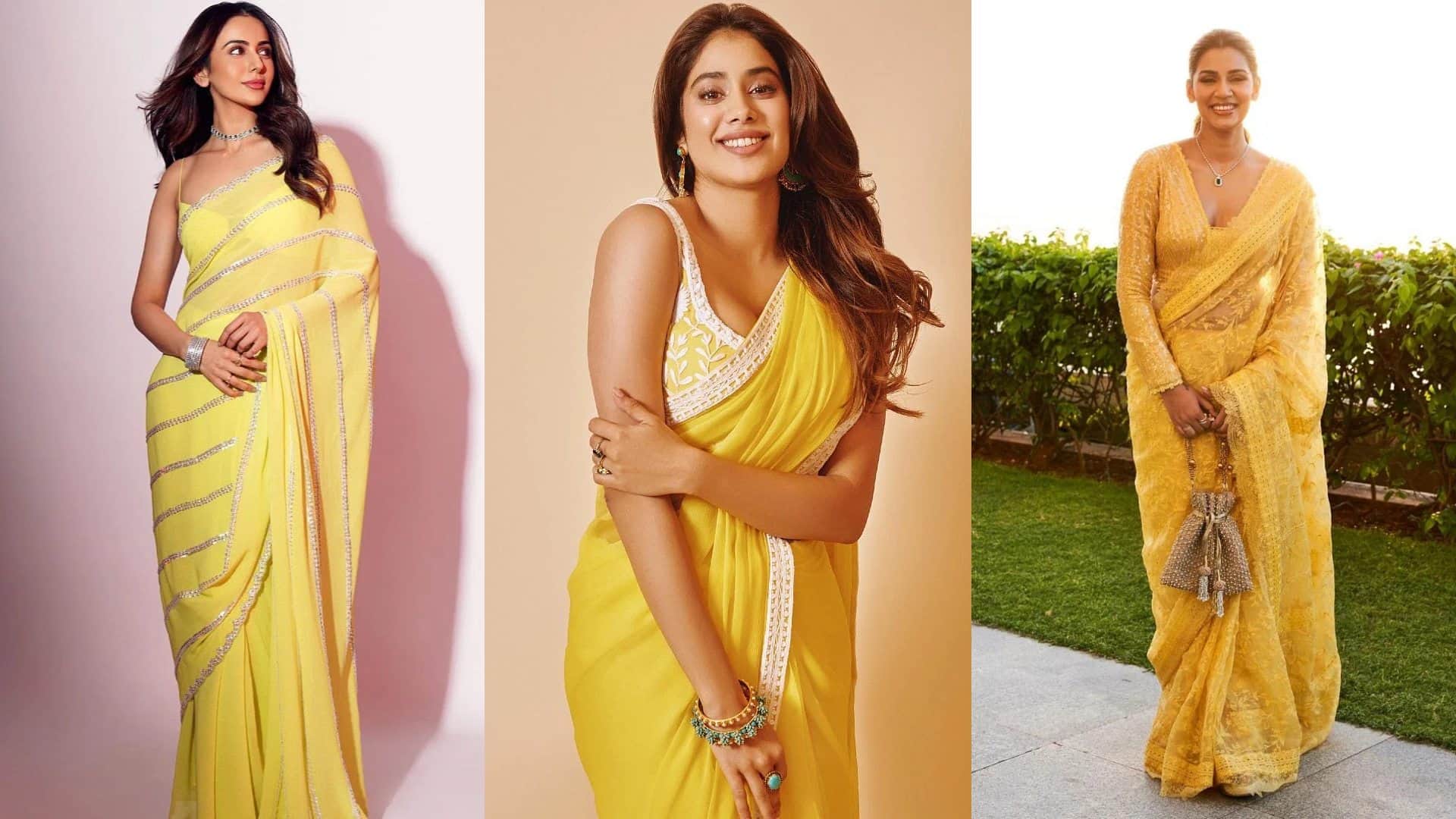 Basant Panchami 2024 trendy yellow color saree for pooja