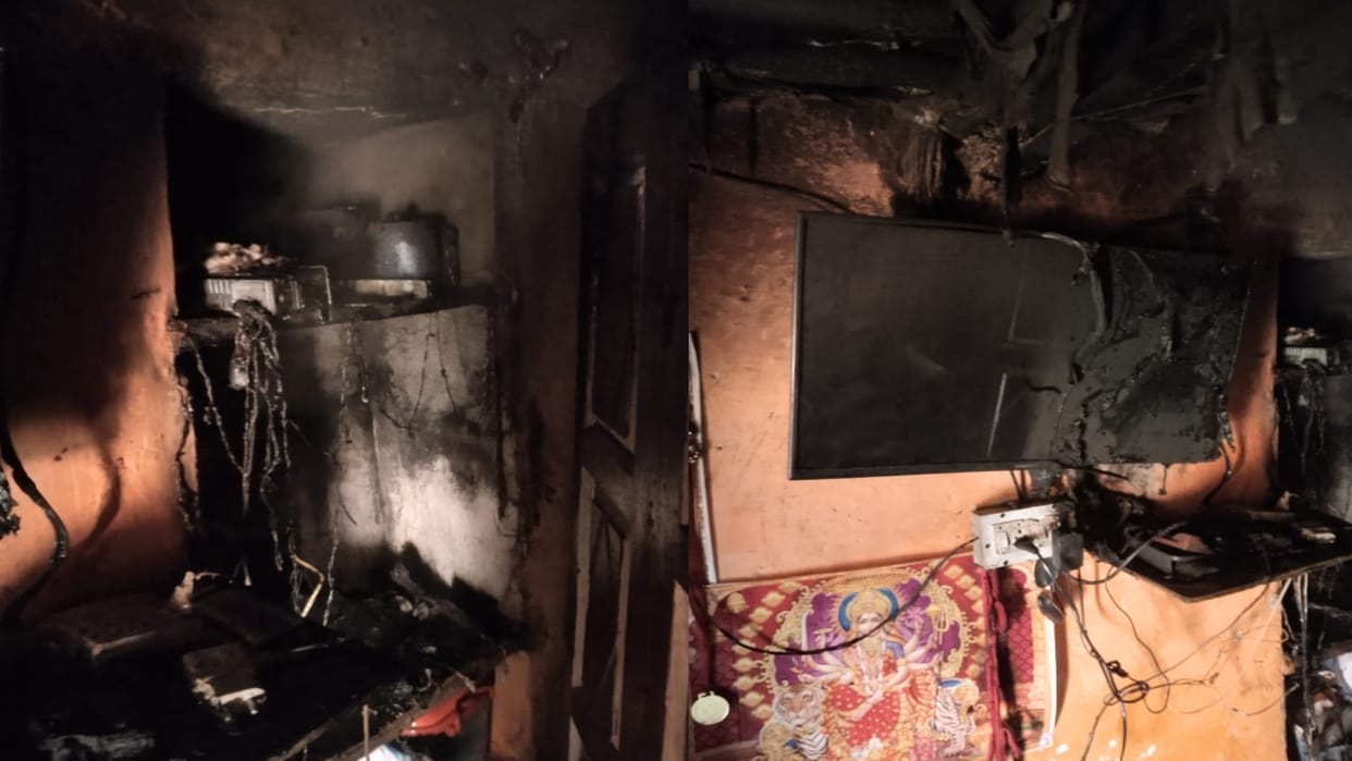 Fire broke out in a house in Manvi village of Bhoranj, goods including 25 thousand cash burnt to ashes.
