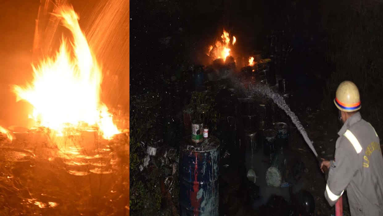 Kanpur: Major fire in paint warehouse