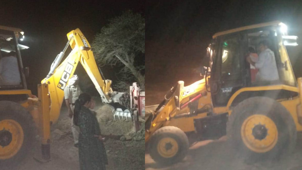 Khargone News: Female mineral inspector's dominance, late night raid, four tractors including one JCB seized