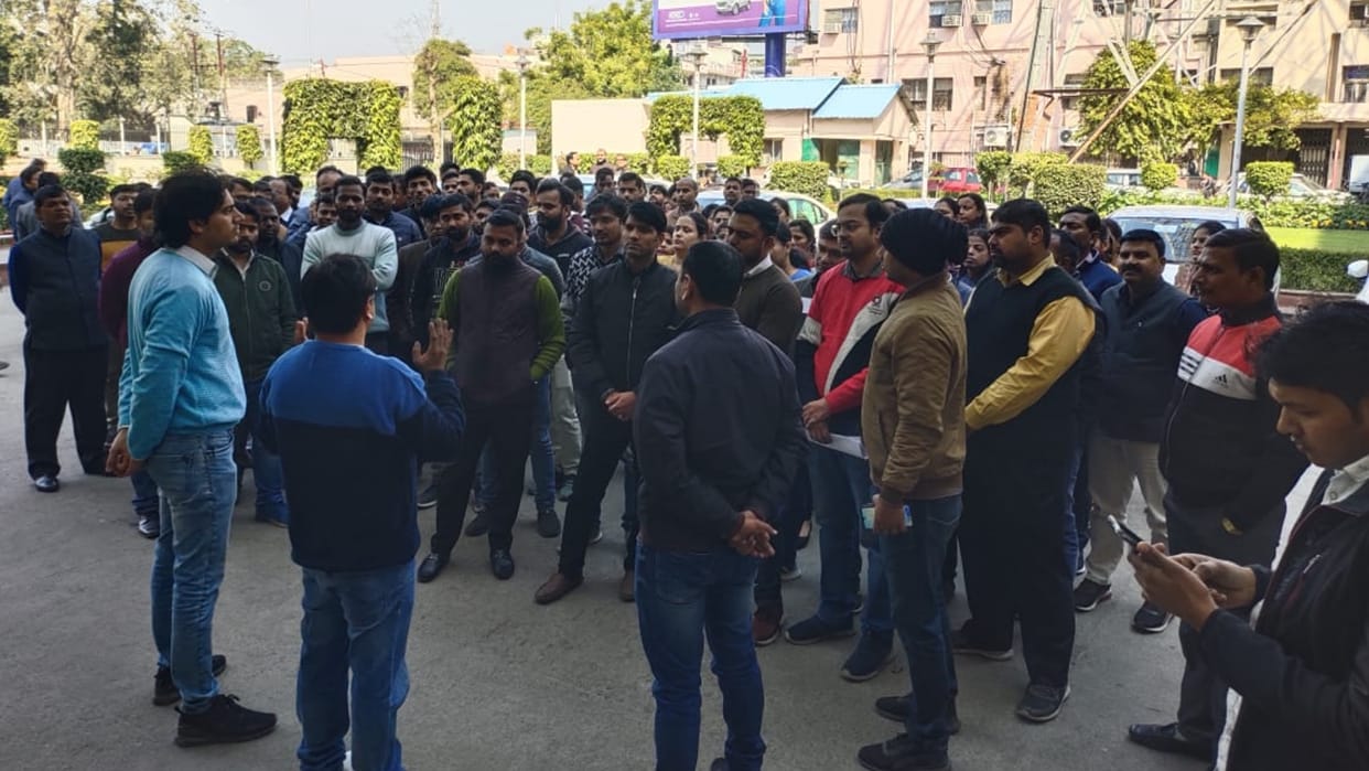 Employees protest for direct recruitment on promotional post in Lekha sanvarg.