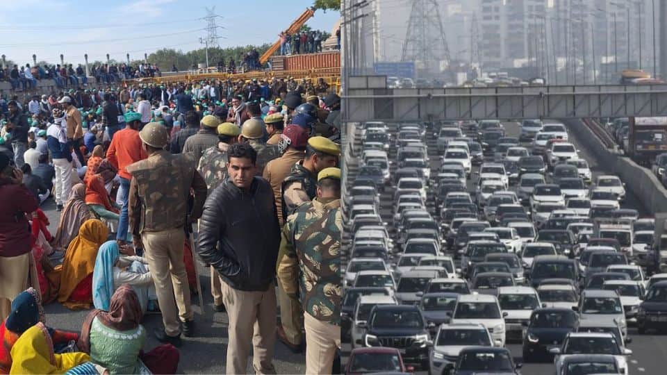 Farmers protest at Noida Authority announced to march to Delhi on tractors photos