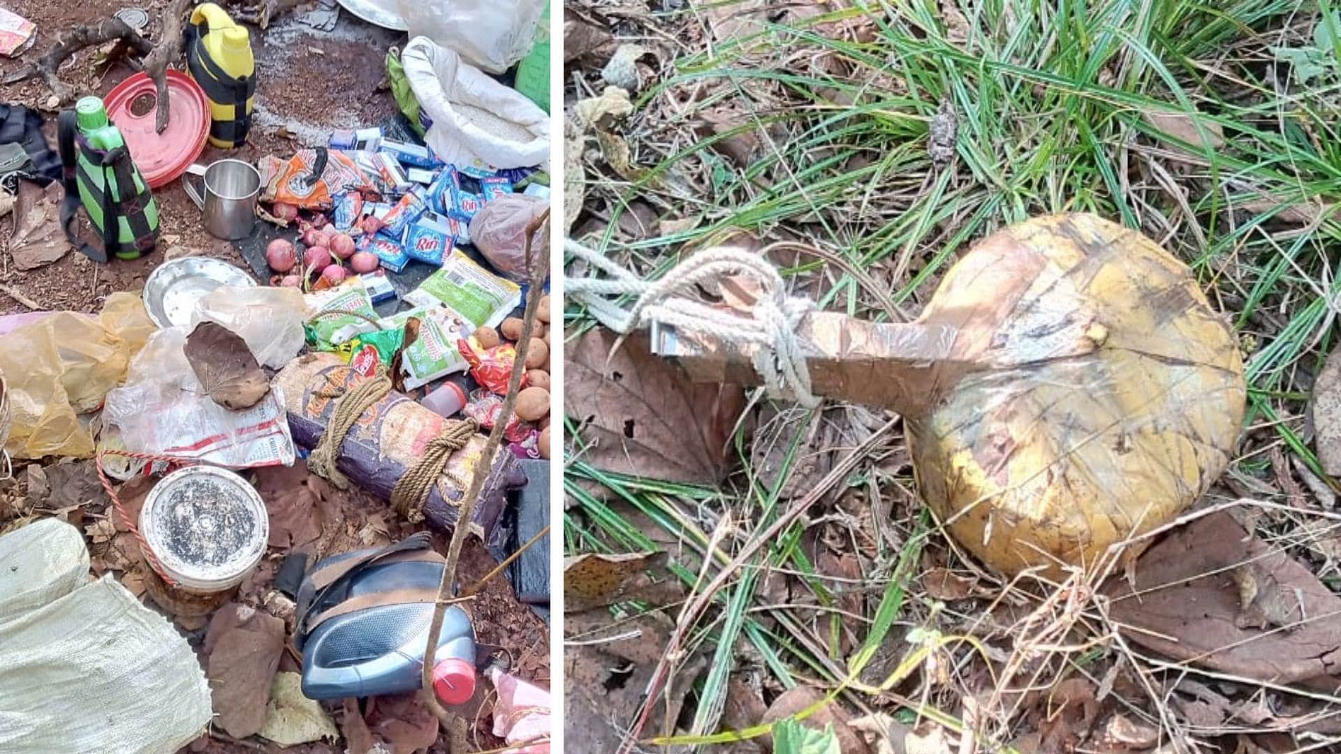 नक्सलियों से मुठभेड़ के बाद कूकर बम बरामद किया गया।