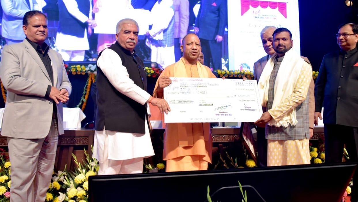 CM Yogi Adityanath in curtain raiser ceremony of UP International trade show.