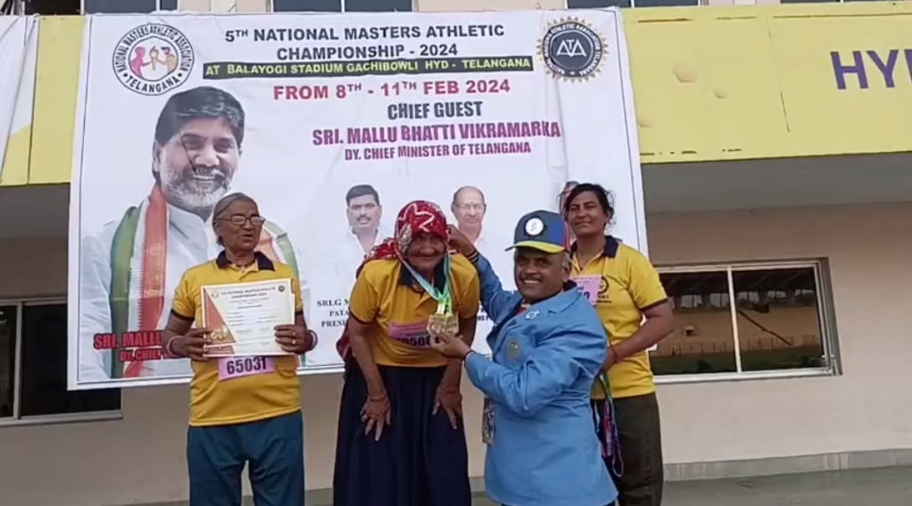 107 year old Rambai and 65 year old daughter Santra won five medals in National Master Athletics Championship