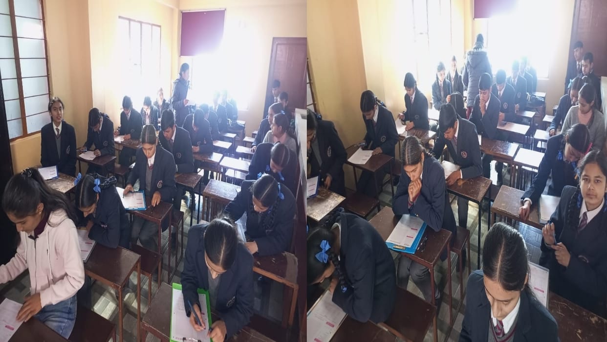 Amar Ujala Disha Scholarship Examination in Crescent Senior Secondary School, Tutu, Shimla, students showed en