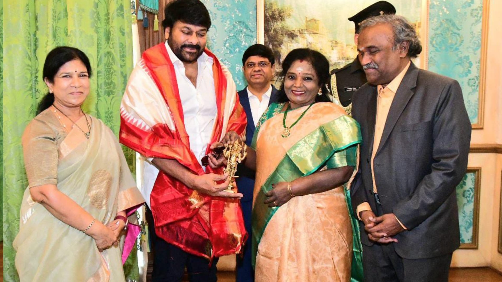 Chiranjeevi honored by Telangana Governor Tamilisai Soundararajan for his Padma Vibhushan award shares pics