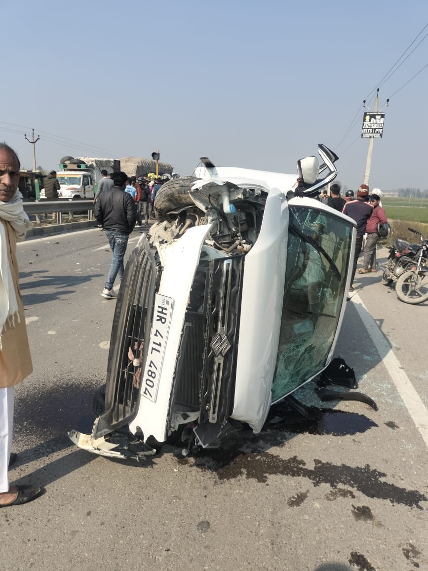 Shamli: Bike rider dies after being hit by car on highway, two injured