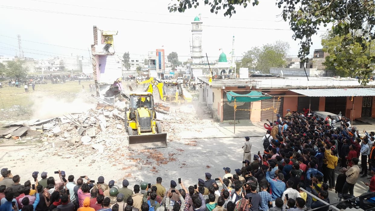 Administration action after molesting and assaulting a minor, illegal construction of 4 accused demolished