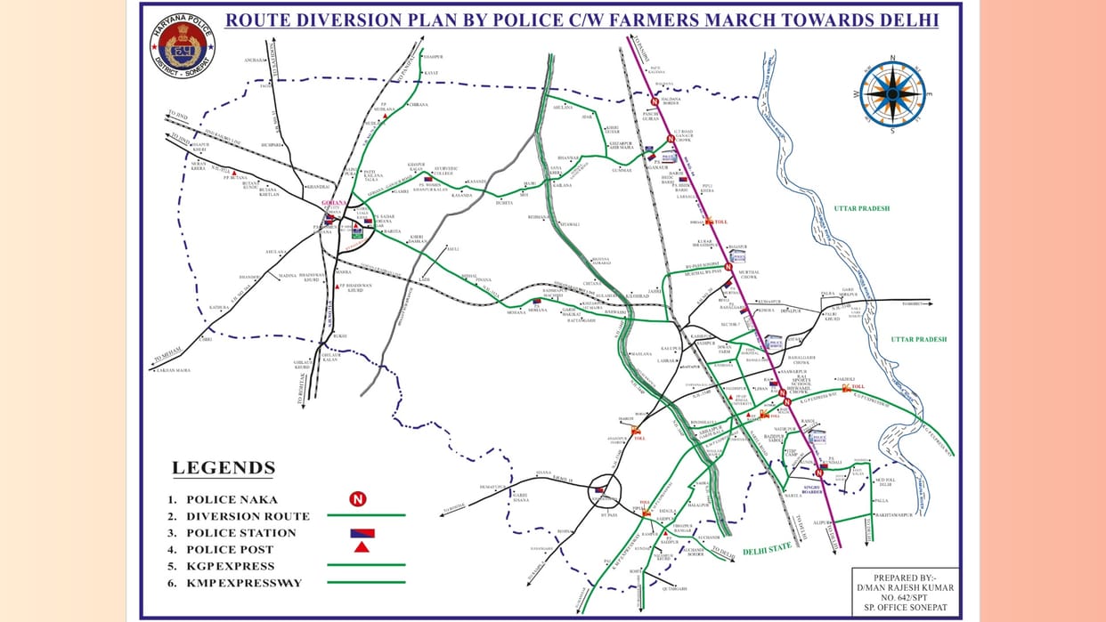 Haryana: Sonipat Police diverted the routes leading to Delhi