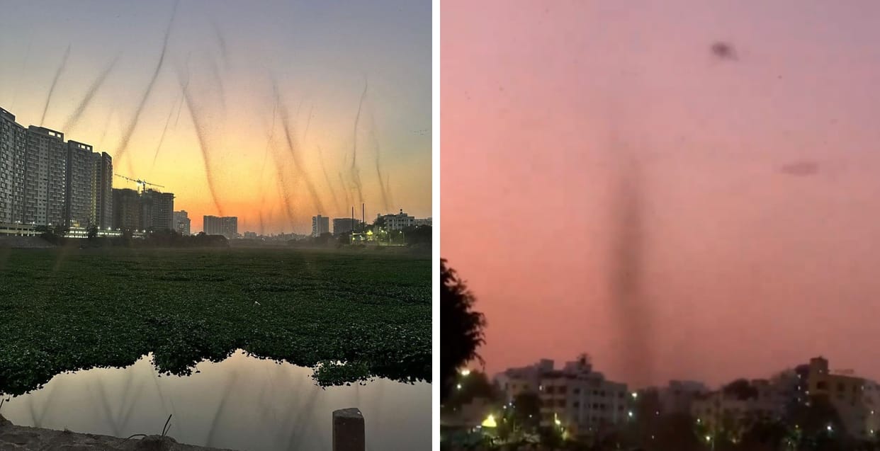 mosquito tornado seen in pune residential areas sparks panic video gone viral