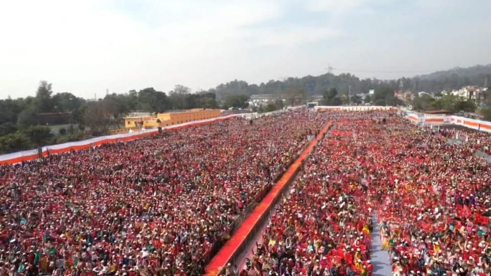 Uttarakhand Cm Pushkar Singh Dhami Road show Huge Crowd Gathered Photos
