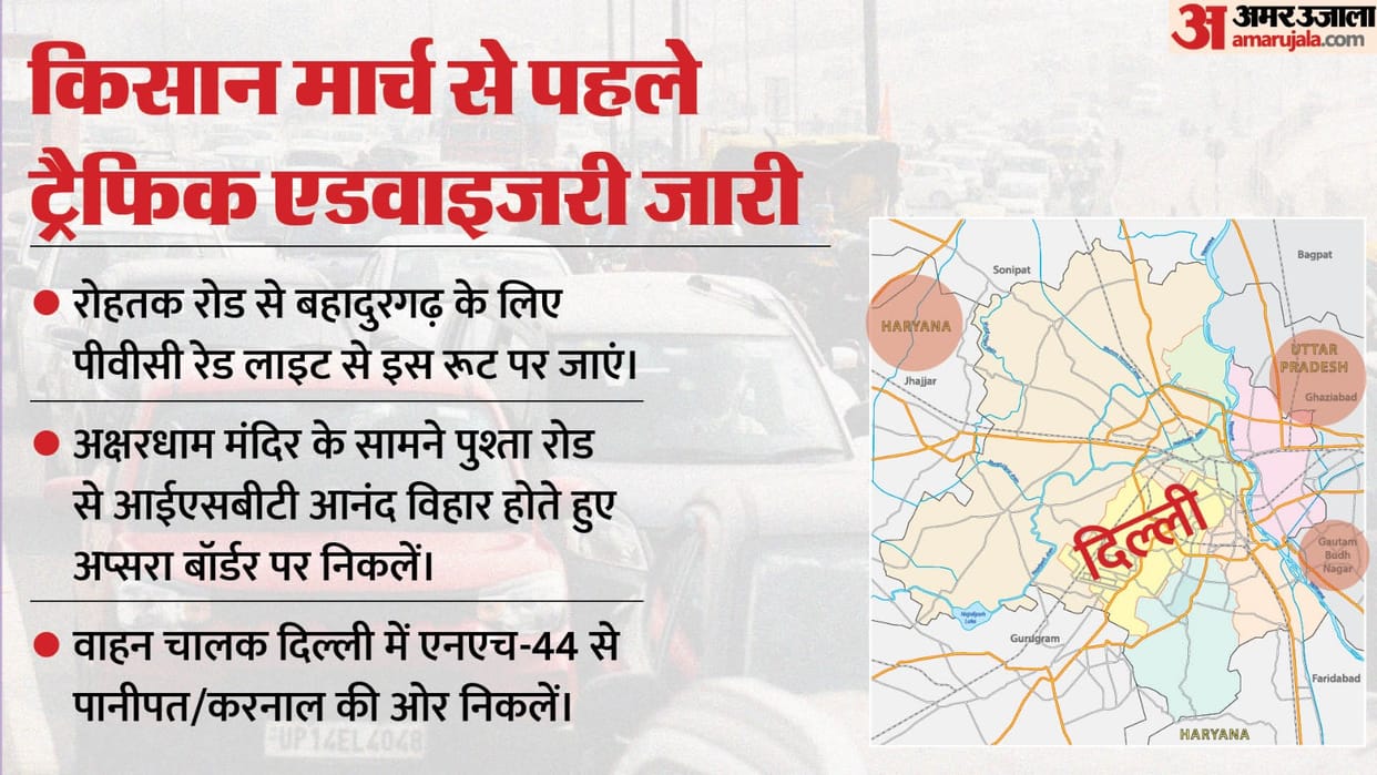 Farmer Protest Delhi Police Traffic Advisory Issued Ahead Of Farmer Protest News in Hindi