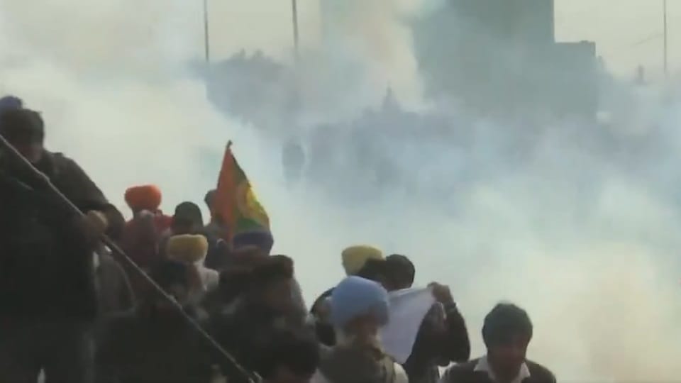 First Time Haryana Police employs drones for tear gas in Protest