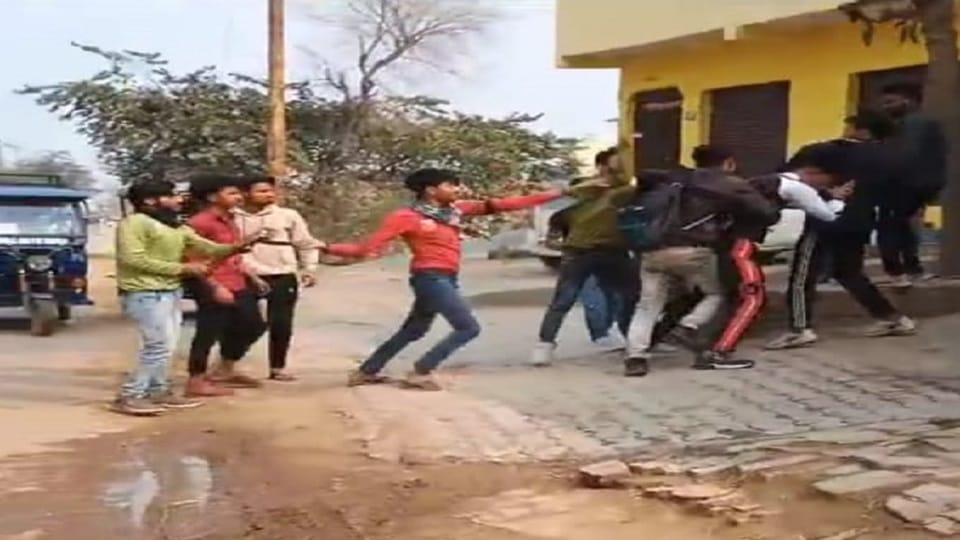 Fighting with belts between students at coaching center