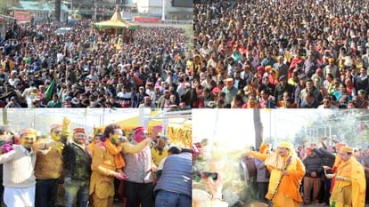 Grand Rath Yatra of Lord Raghunath taken out on Vasant Panchami in Dhalpur, people threw gulal on each other