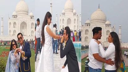 lovers expressed their love to their partners in front of Taj Mahal In Agra