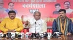 प्रेस कॉन्फ्रेंस लेते बीेजेपी के सीनियर नेता धरमलाल कौशिक