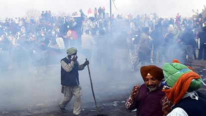 Farmer Protest Photo Clash again on Shambhu-Data Singh Wala border police fired tear gas shells rubber bullets