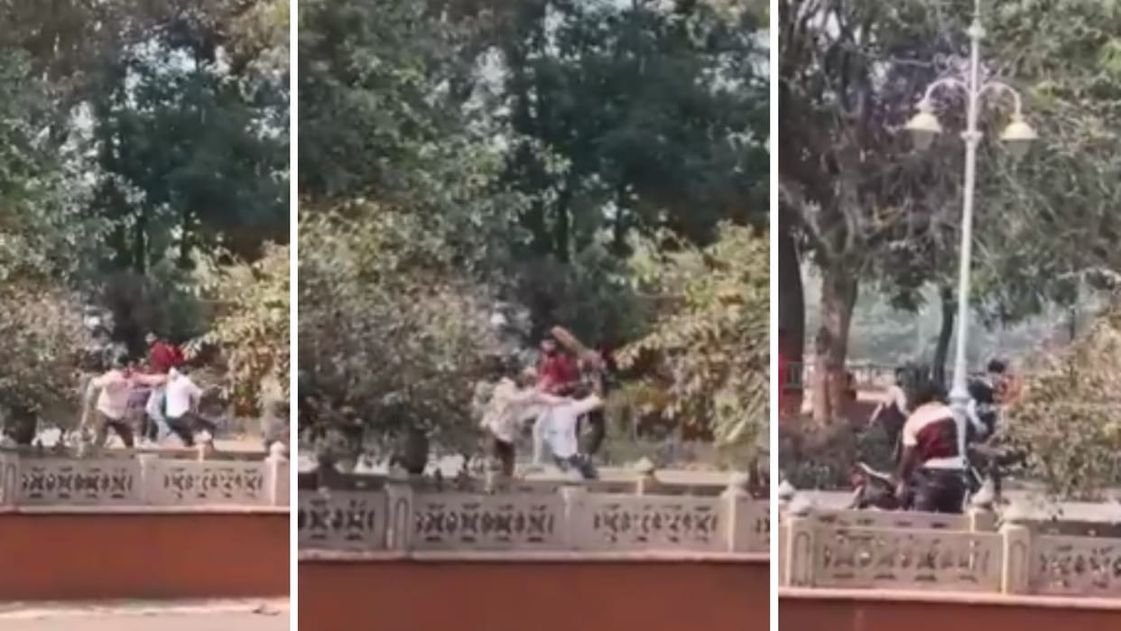 Gwalior: Groups of two players clashed over a minor dispute, kicking, punching and sticks in middle of road