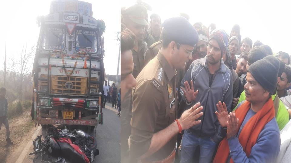 Father and son died while condition of other son is critical in truck collision in Firozabad