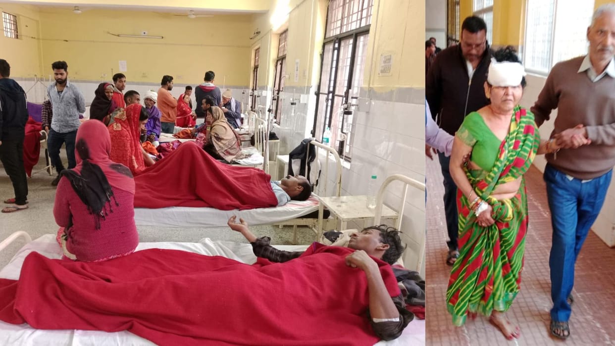 Major accident in Sonbhadra Many people injured after bus full of pilgrims overturns