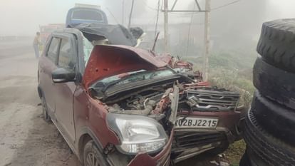 Aurangabad: A car going to Gaya was hit by a speeding container; Father and daughter died on spot, 3 injured
