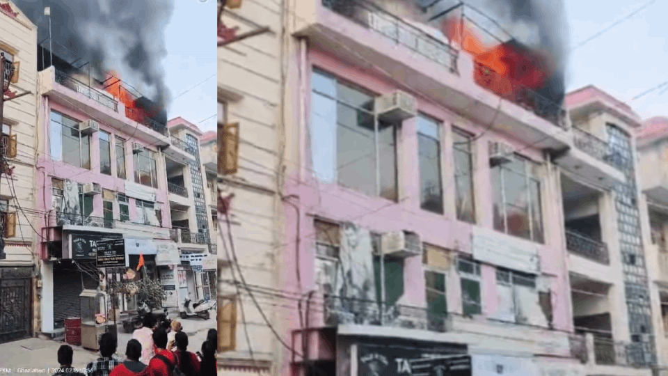 Fire breaks out in three-storey building in Vasundhara