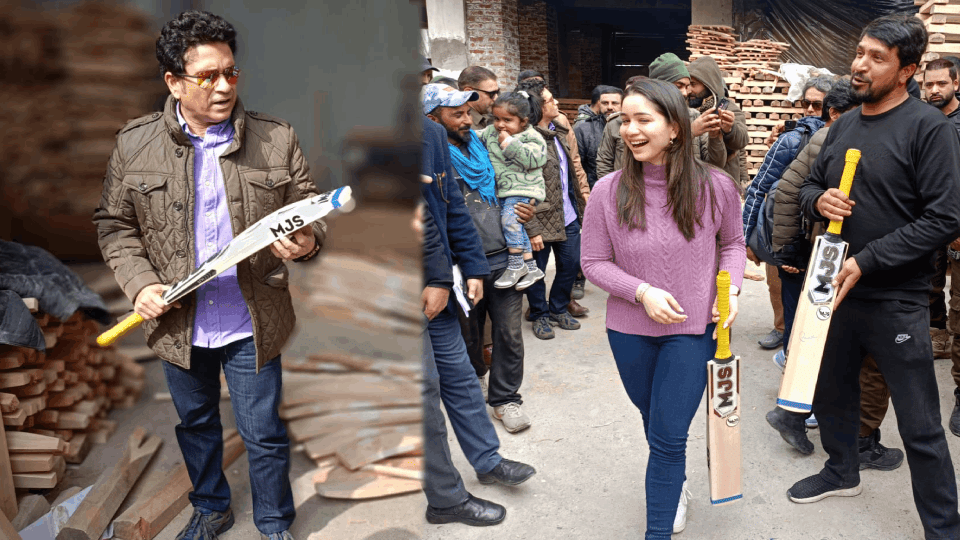 Sachin Tendulkar visits Kashmir with family and tea at MJS Bat Industry see photos