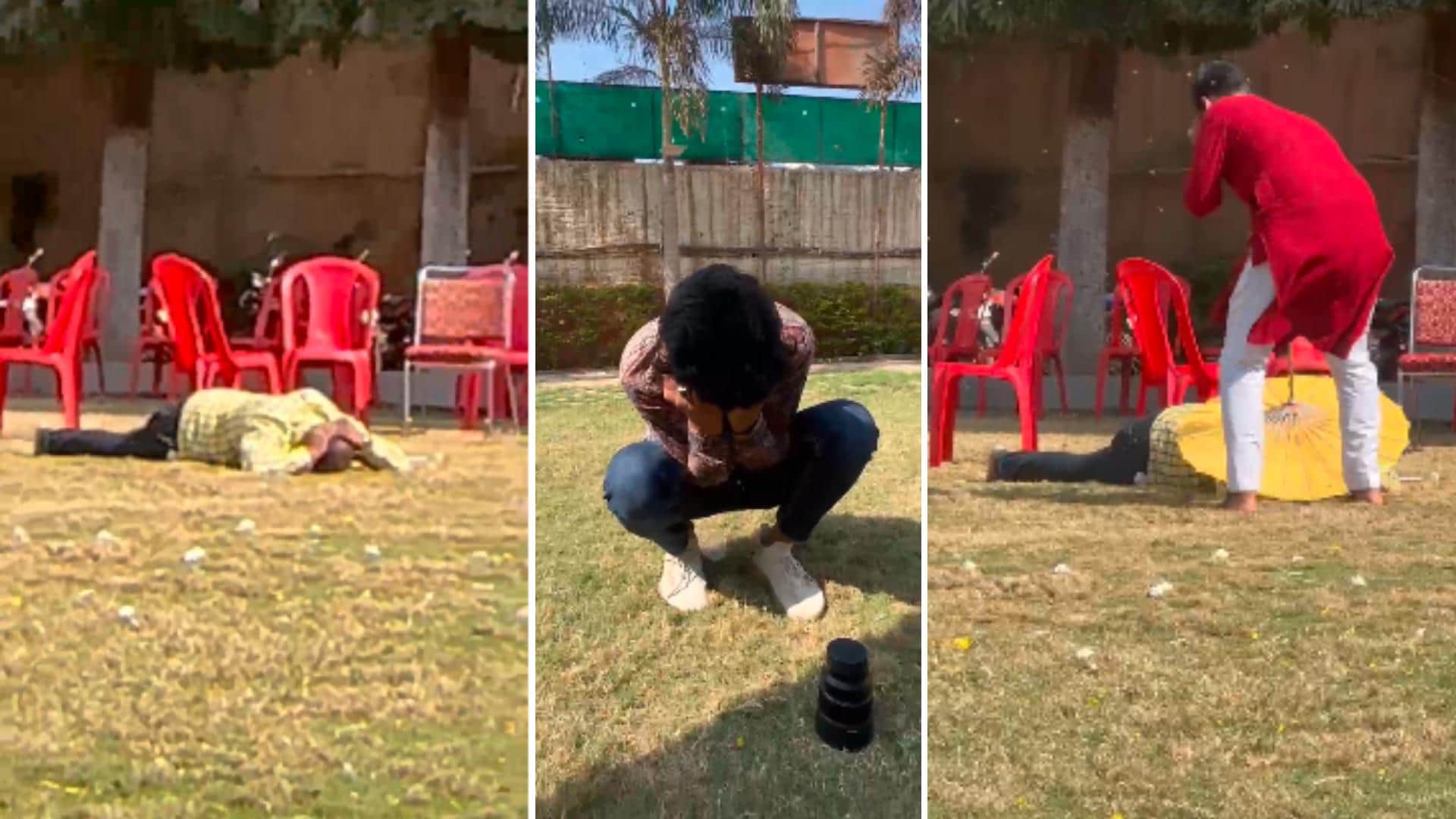 अचानक हुए मधुमक्खियों के हमले से बचने के लिए कोई लेट गया तो कोई बैठ गया।