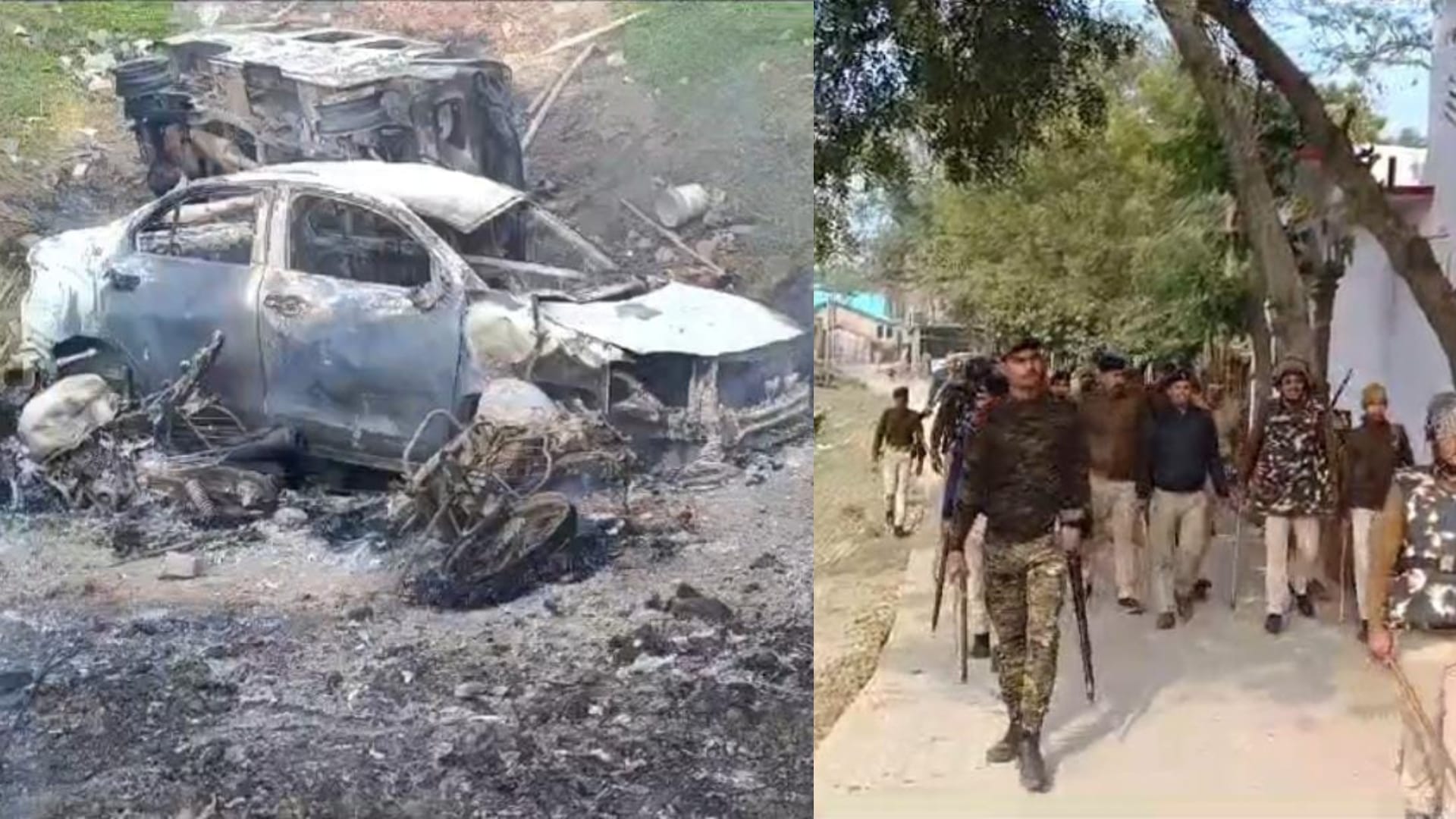 आक्रोशित लोगों ने वाहन को फूंका, मौके पर पहुंची पुलिस।