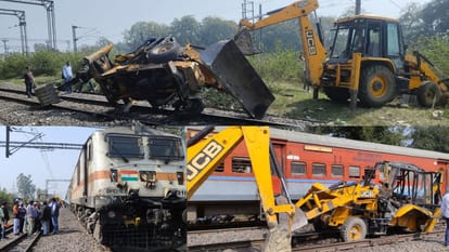 UP: चंदौली में टला बड़ा रेल हादसा, जेसीबी से टकराई लोकमान्य तिलक ट्रेन; घंटों बाधित रहा रेलवे ट्रैक Lokmanya Tilak Express train collides with JCB in Chandauli