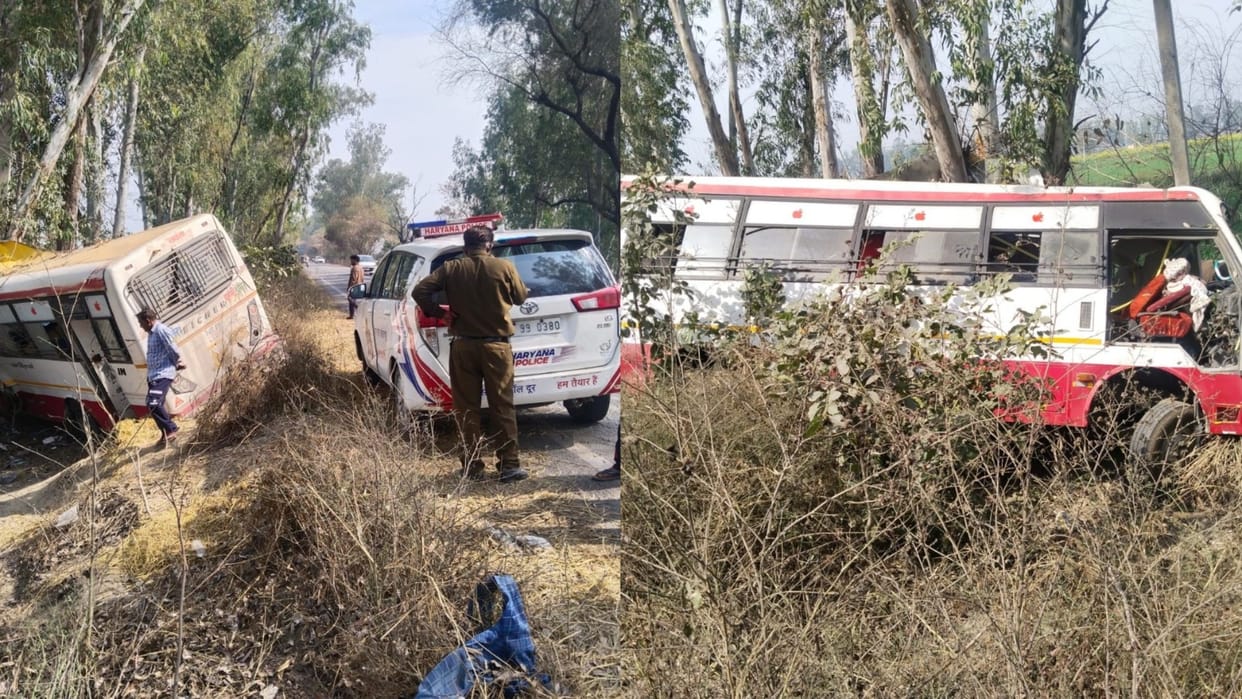 Jind: Speeding bus overturns while trying to overtake, 22 passengers injured, 8 referred