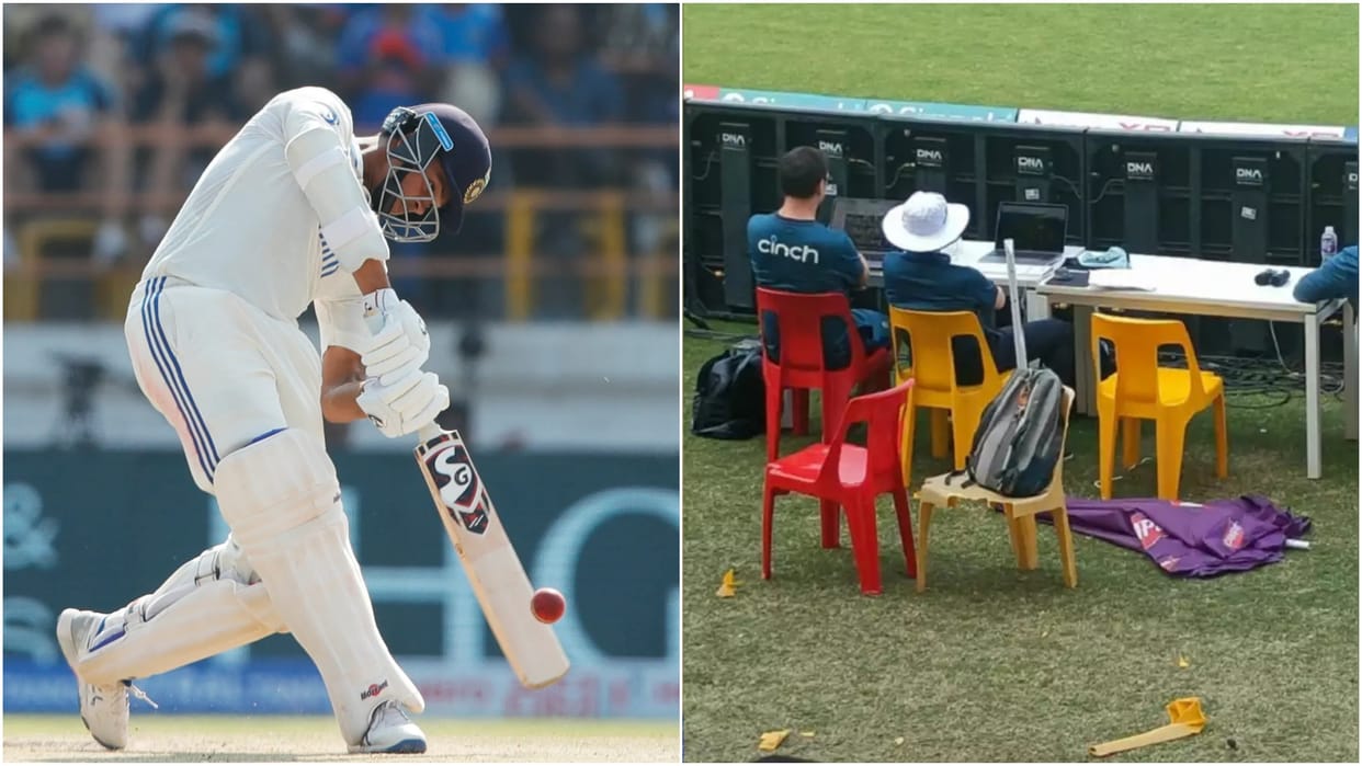 IND vs ENG 3rd Test: Yashasvi Jaiswal tremendous six, chair in England dugout broke, photo viral
