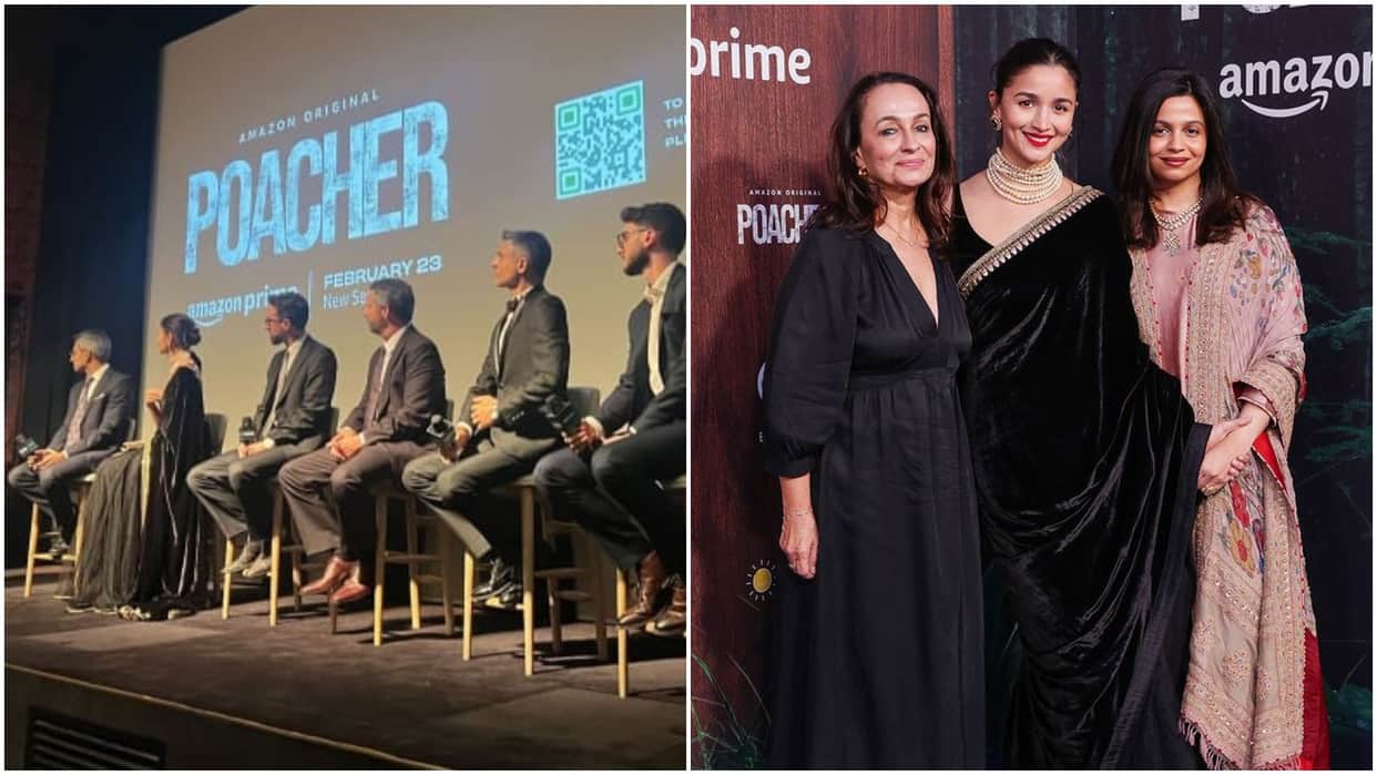 Poacher Special Screening in London Alia Bhatt attends with sister Shaheen and Mom Soni Razdan