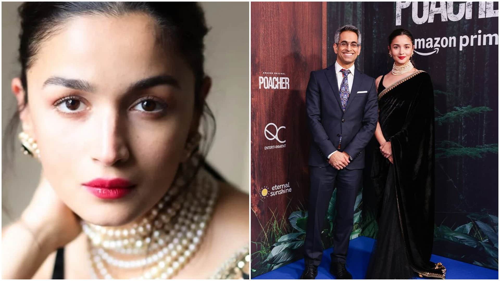 Poacher Special Screening in London Alia Bhatt attends with sister Shaheen and Mom Soni Razdan
