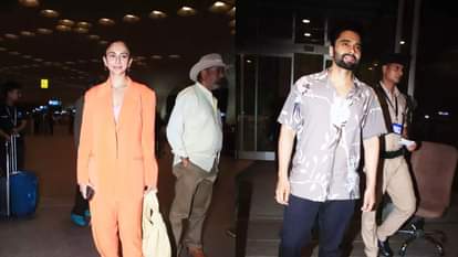 Rakul Preet Singh and Jackky Bhagnani wedding couple jet off for Goa with family spotted at mumbai airport
