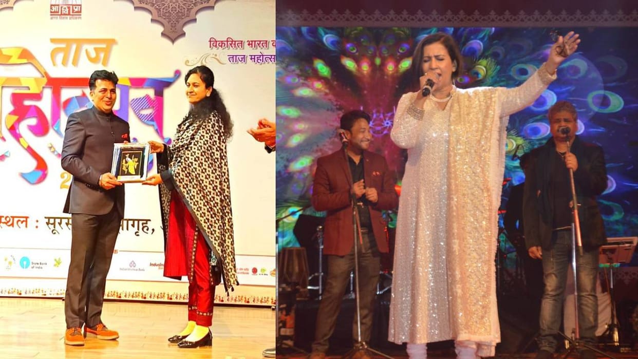 Comedian Amit Tandon and singer Madhushree performed at Taj Mahotsav in Agra