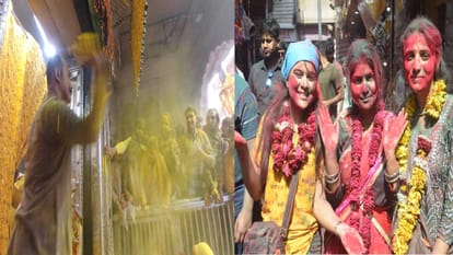Mathura Holi: राधावल्लभ संग भक्तों ने खेली होली, जमकर बरसा गुलाल; वसंतोत्सव के पद गायन से ठाकुरजी को रिझाया Devotees played Holi with Radha Vallabh in Vrindavan and gulal rained heavily on this occasion