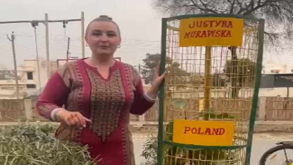 Justina who arrived in Sonipat from Poland, gave message of environmental protection