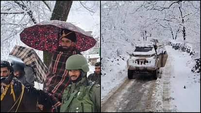 बर्फबारी में फंसा दूल्हा