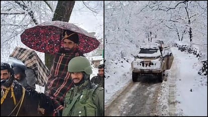 kashmir snowfall: Groom Stuck in Snow Covered Road CRPF jawans provid assistance