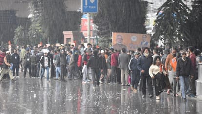 PM Modi Jammu: Hundreds of people came in rain and cold to listen to PM at MA stadium jammu