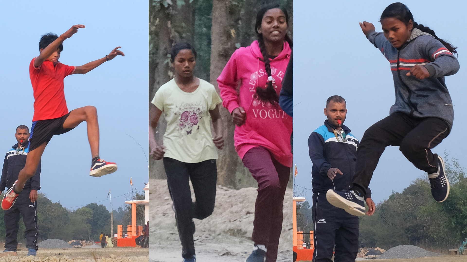 खेल का अभ्यास करते खिलाड़ी।