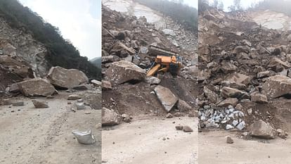 massive landslide near six miles on ChandigarhManali fourlane, machine operator buried under debris, traffic s