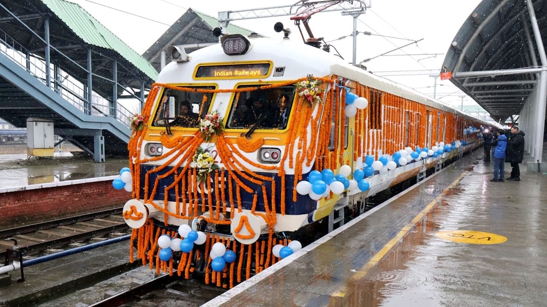 PM Modi flags off Kashmir first electric train and inaugurates India longest railway tunnel
