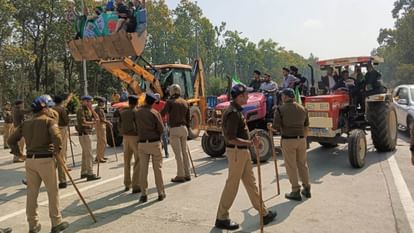 Doiwala: भारतीय किसान यूनियन की ट्रैक्टर रैली को पुलिस ने रोका, आक्रोशित किसानों का टोल प्लाजा पर प्रदर्शन Police stopped the tractor rally of Bharatiya Kisan Union Doiwala Dehradun Uttarakhand news Farmer Protest MSP