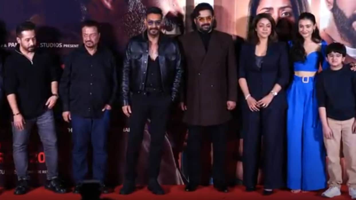 Ajay Devgn R Madhavan and Jyotika were present at the trailer launch event of their upcoming film Shaitaan