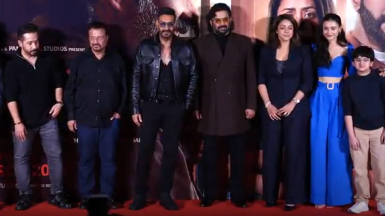 Ajay Devgn R Madhavan and Jyotika were present at the trailer launch event of their upcoming film Shaitaan