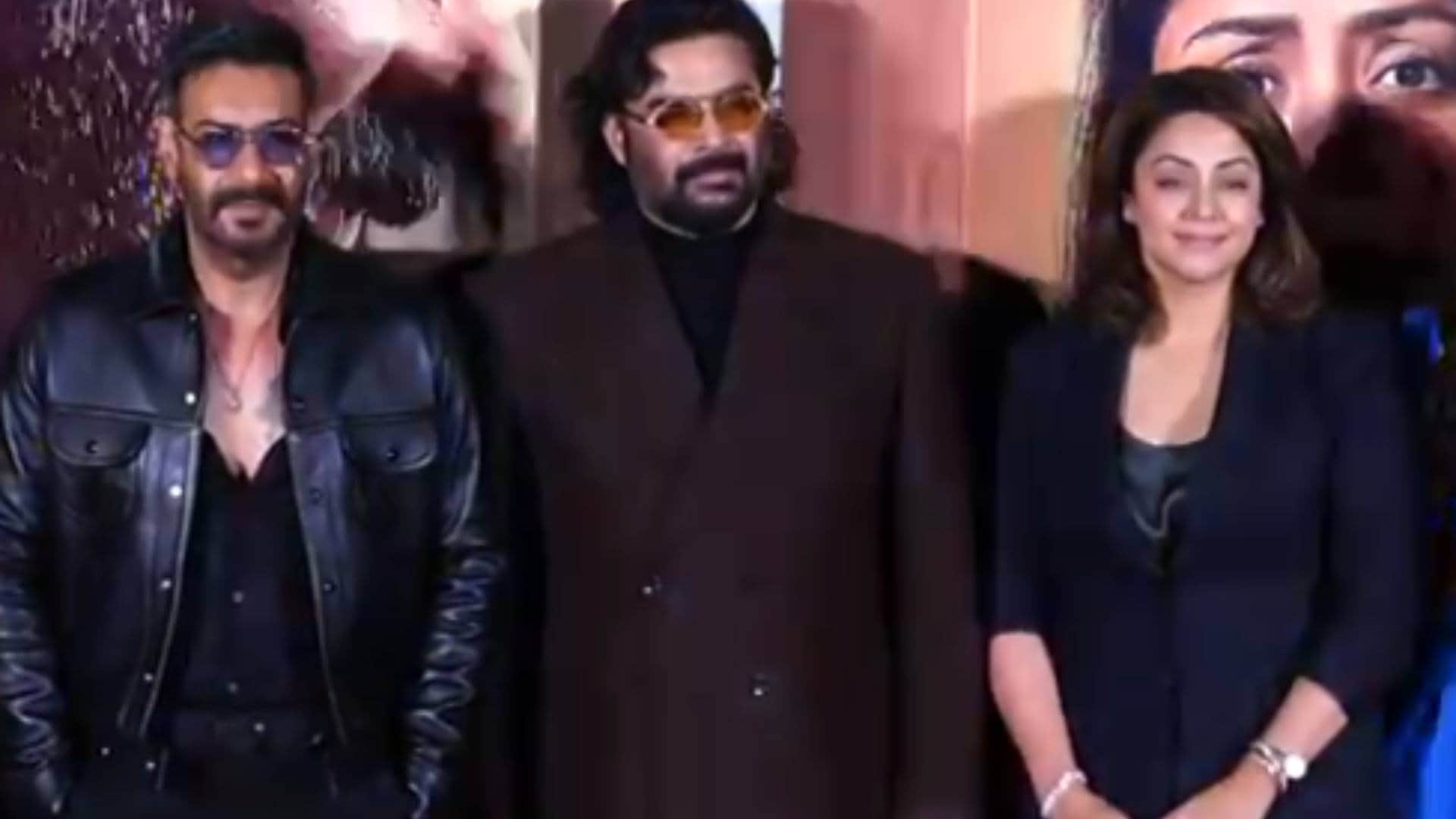Ajay Devgn R Madhavan and Jyotika were present at the trailer launch event of their upcoming film Shaitaan